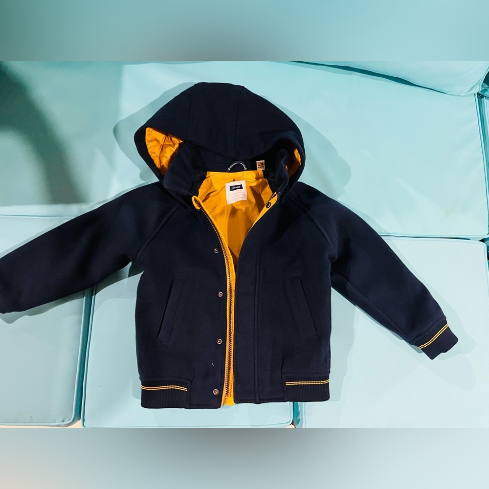 Kids Navy and Yellow Hooded Jacket